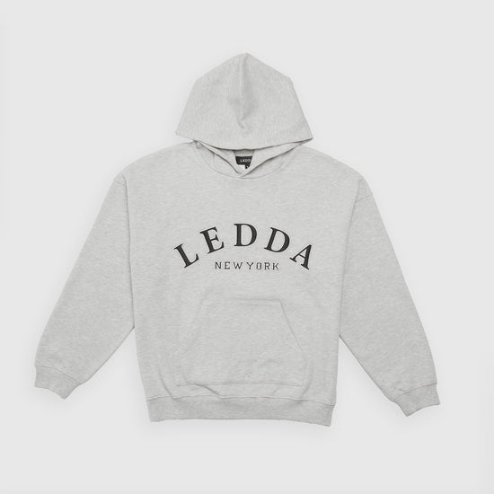 LEDDA Oversized Varsity Hoodie Grey Marl