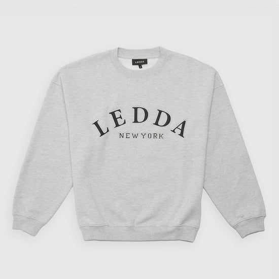 LEDDA Oversized Varsity Sweatshirt Grey Marl